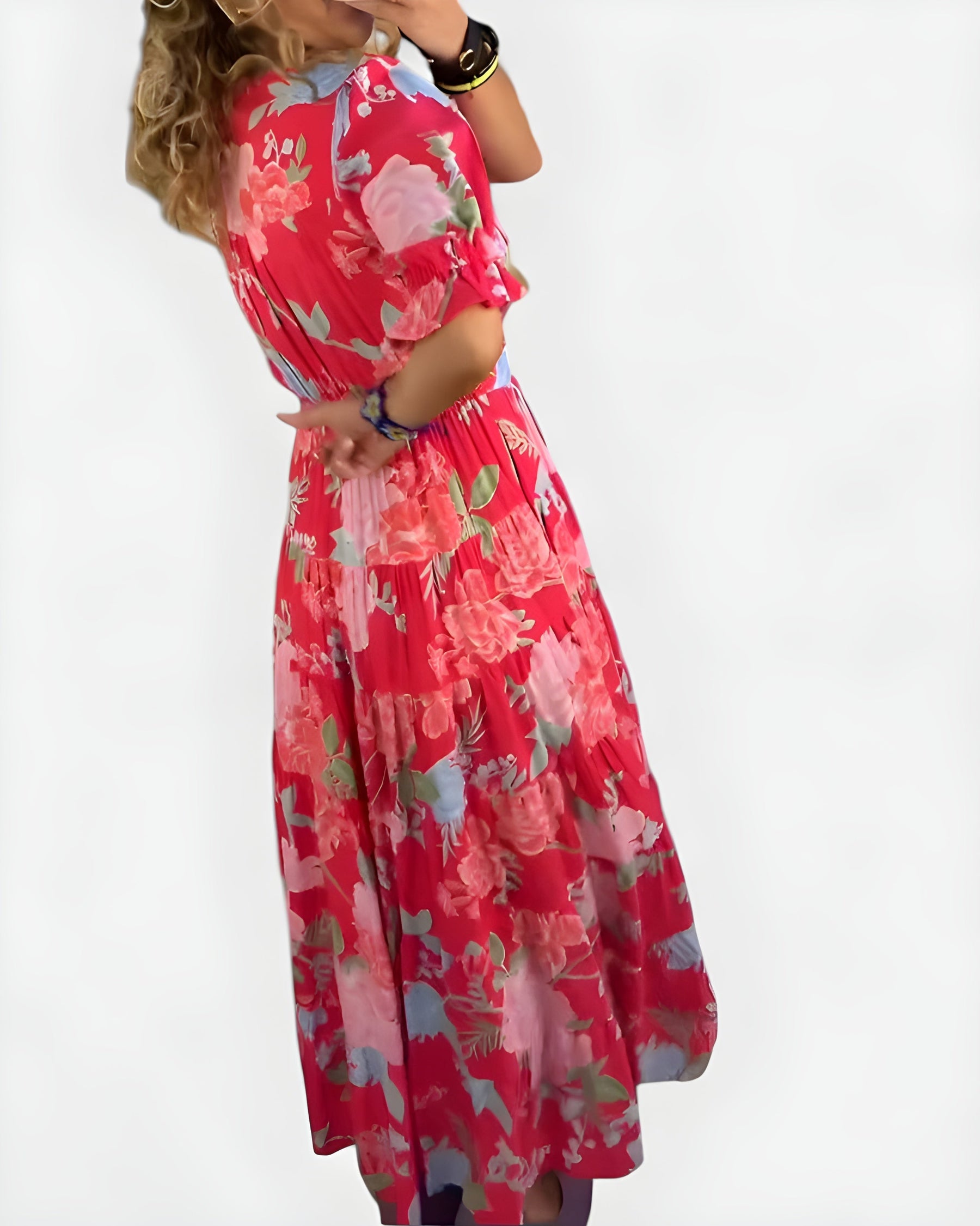 Alessia™ Elegant Floral V-Neck Dress