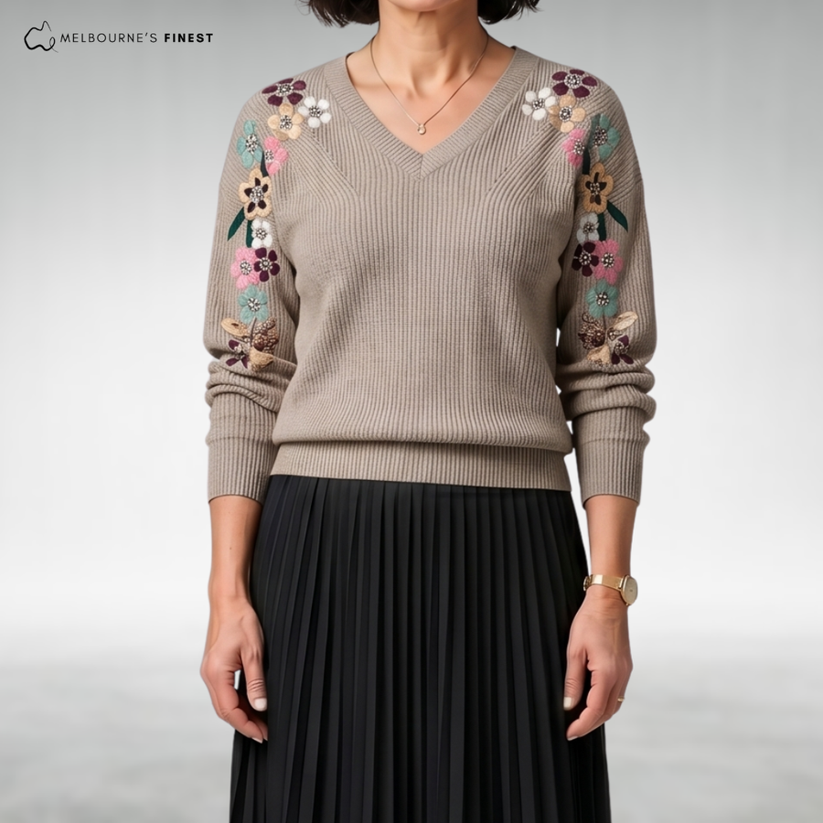 Yara™ Elegant Floral Knit Jumper
