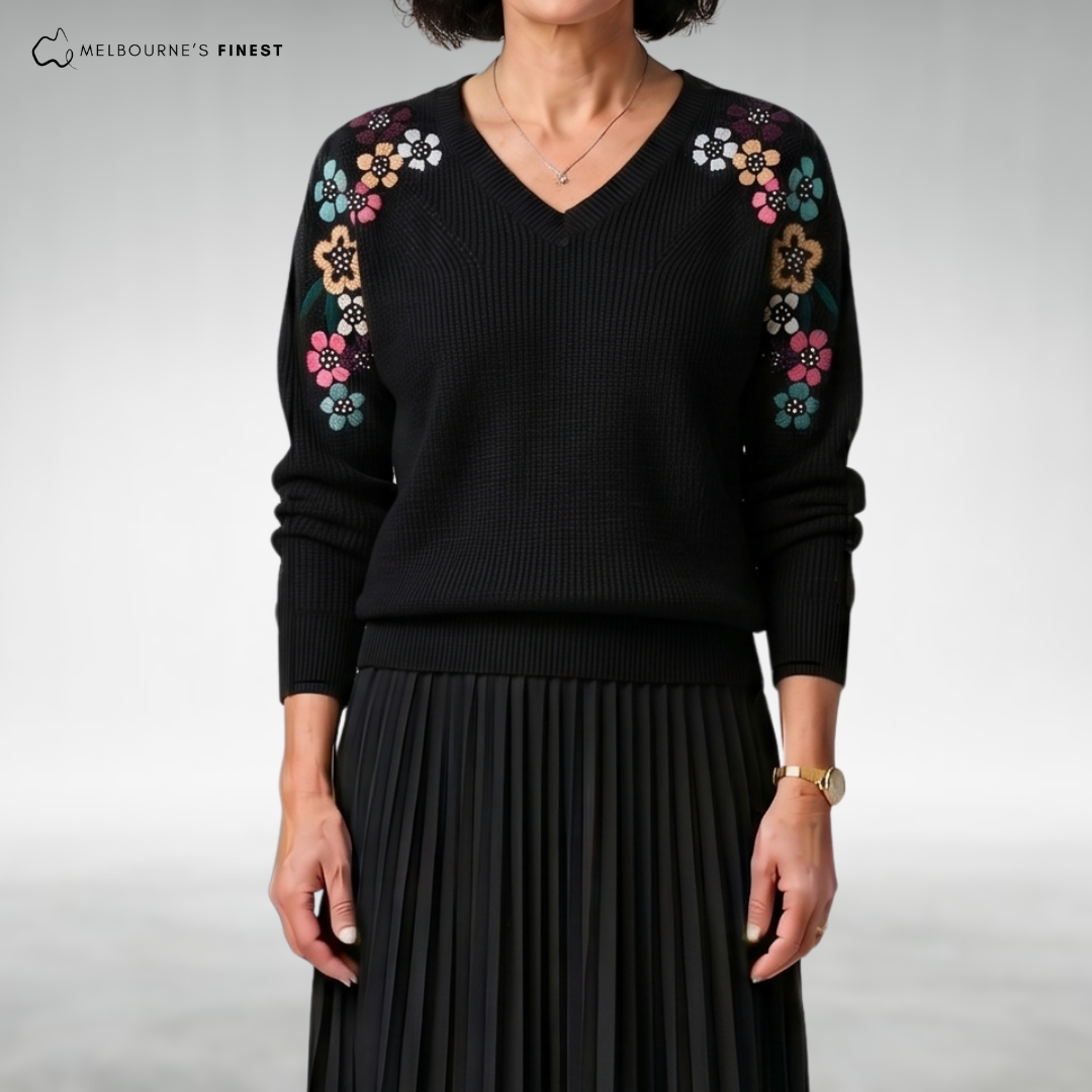 Yara™ Elegant Floral Knit Jumper