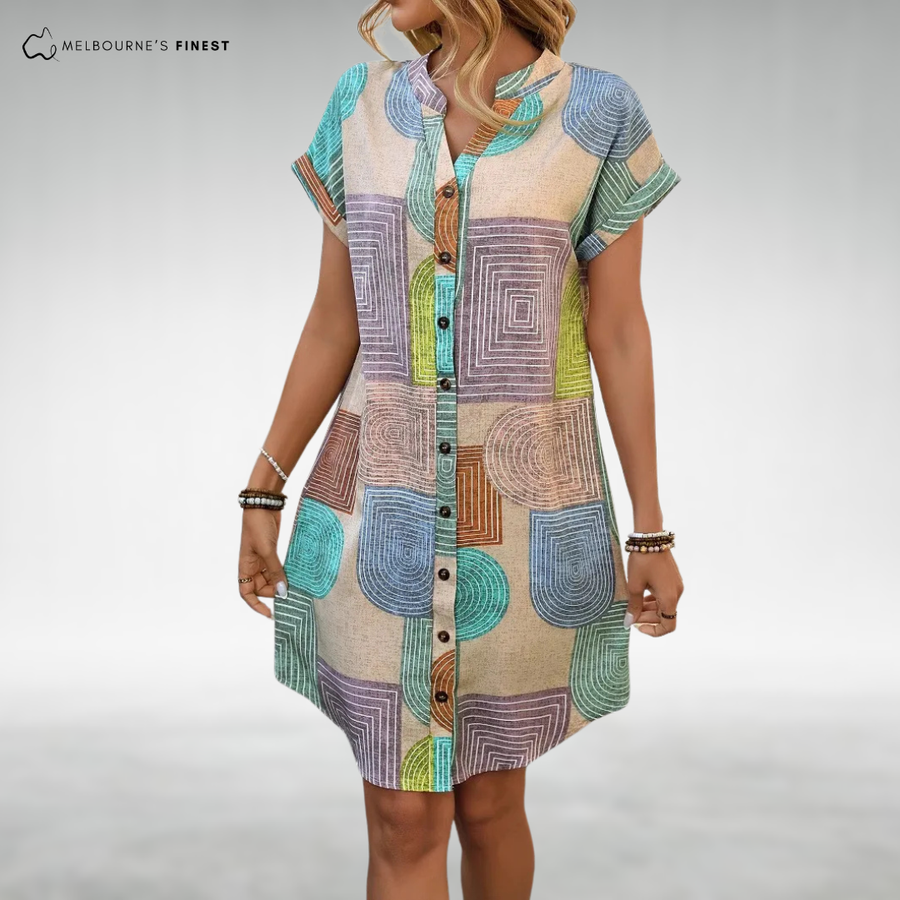 Fiona™ Elegant V-Neck Midi Dress