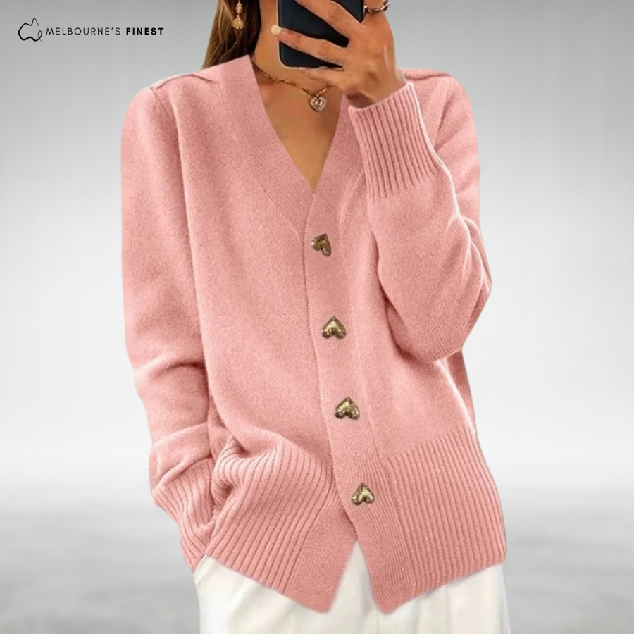 Mara™ Elegant Heart Button Cardigan