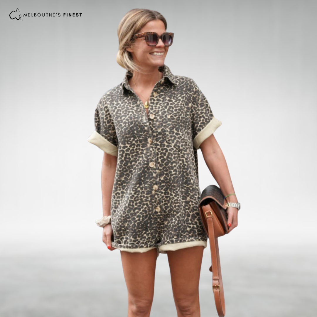Mila™ Leopard Shirt Playsuit