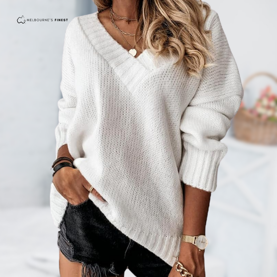Rhea™ Elegant V-Neck Sweater