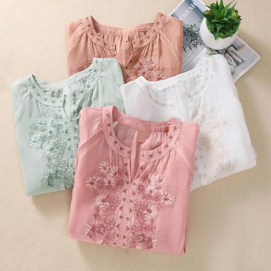 Sophie™ Embroidered Cotton Floral Blouse