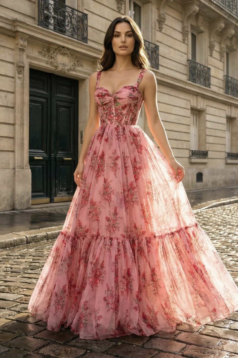 Elysian Tiered Ruffle Tulle Gown